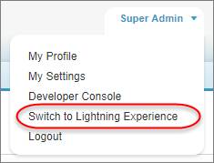 The Switch to Lightning Experience option from your username in the toolbar.