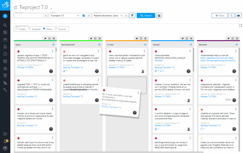 Kanban board with twproject